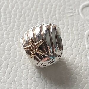Authentic Pandora Silver & 14k Gold Two Tone Shell & Starfish Charm